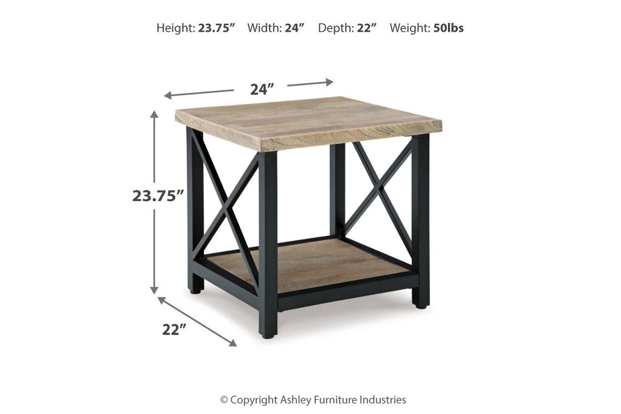 Bristenfort Brown/Black Coffee Table and 2 End Tables