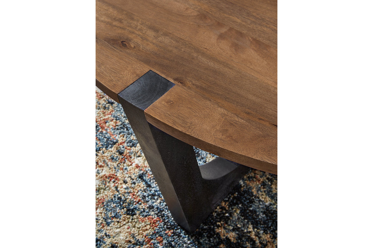 Hanneforth Brown/Black Coffee Table and 2 End Tables