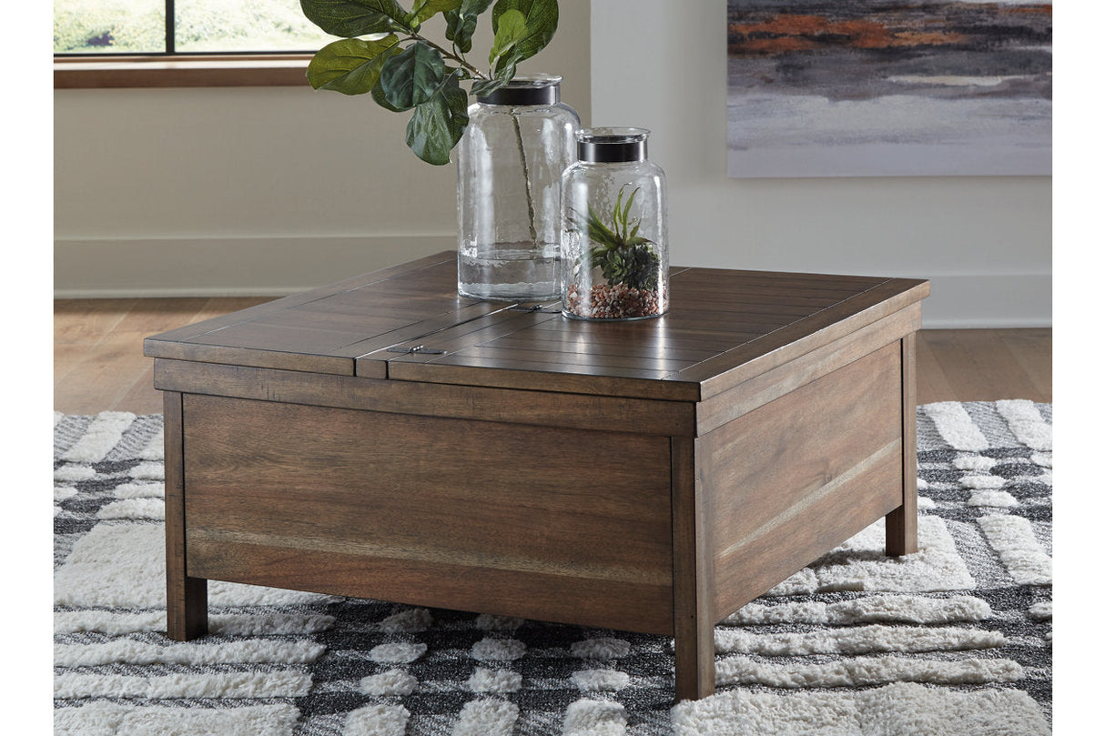 Moriville Grayish Brown Lift-top Coffee Table and 2 End Tables