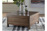 Moriville Grayish Brown Lift-top Coffee Table and 2 End Tables