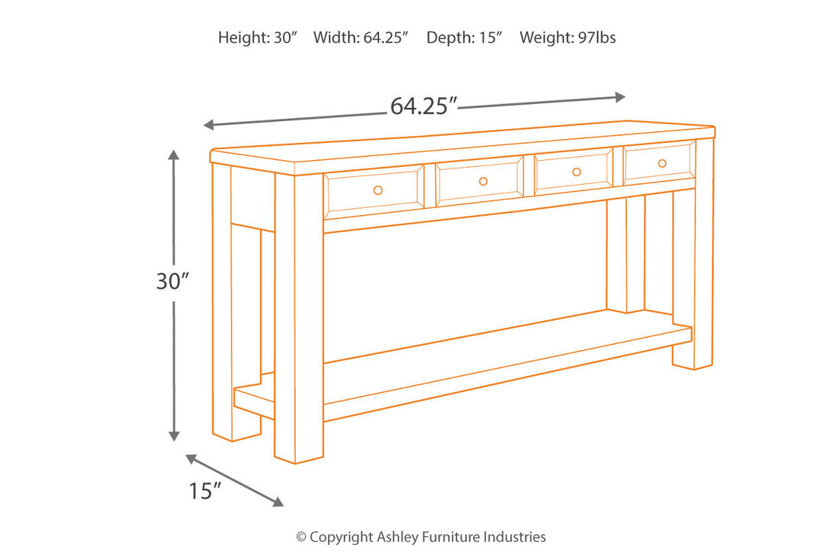 Gavelston Black Sofa/Console Table