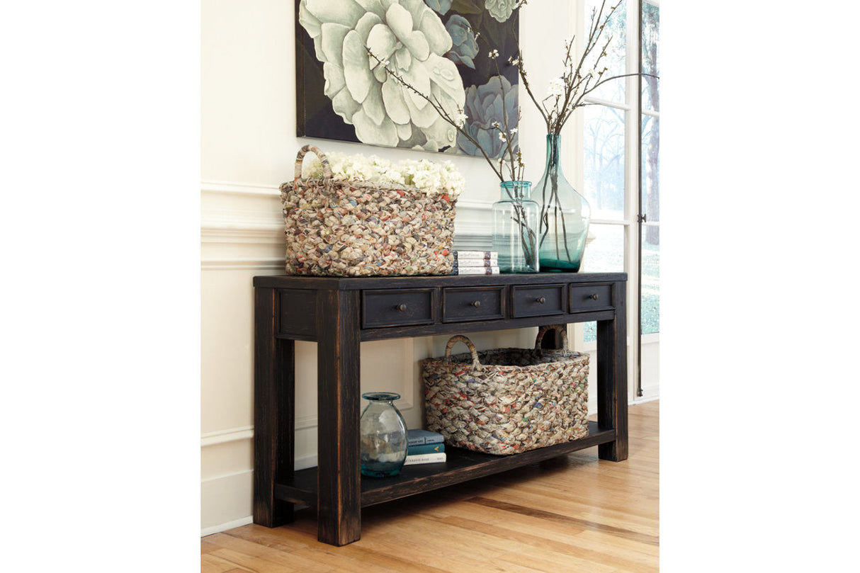 Gavelston Black Sofa/Console Table