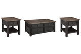 Tyler Creek Grayish Brown/Black Coffee Table and 2 End Tables