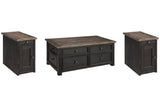 Tyler Creek Grayish Brown/Black Coffee Table and 2 Chairside End Tables