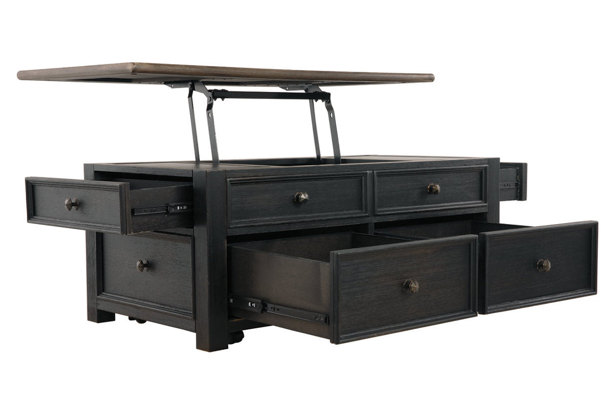 Tyler Creek Grayish Brown/Black Coffee Table with Lift Top