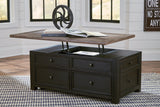 Tyler Creek Grayish Brown/Black Coffee Table with Lift Top