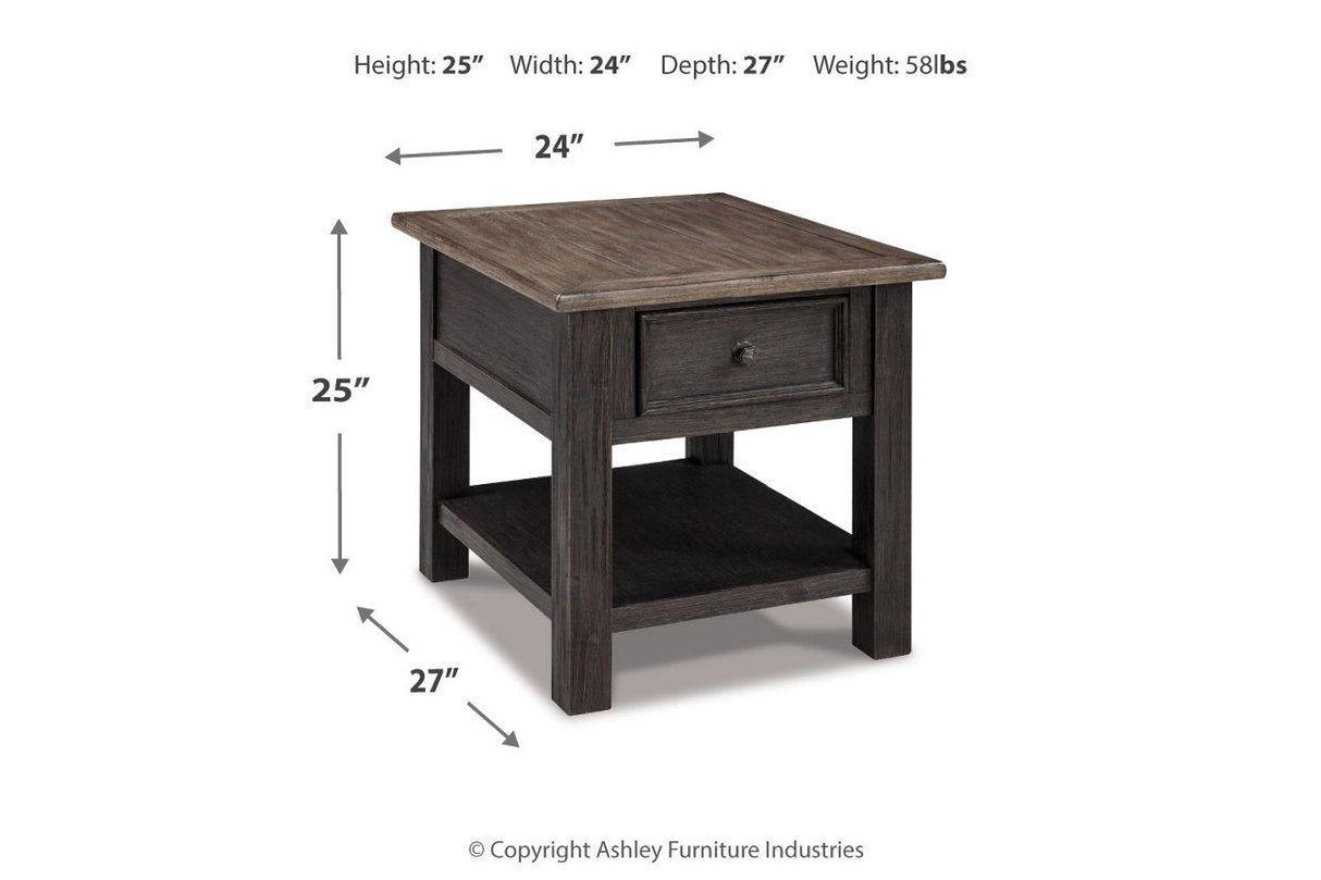 Tyler Creek Grayish Brown/Black Coffee Table and 2 End Tables