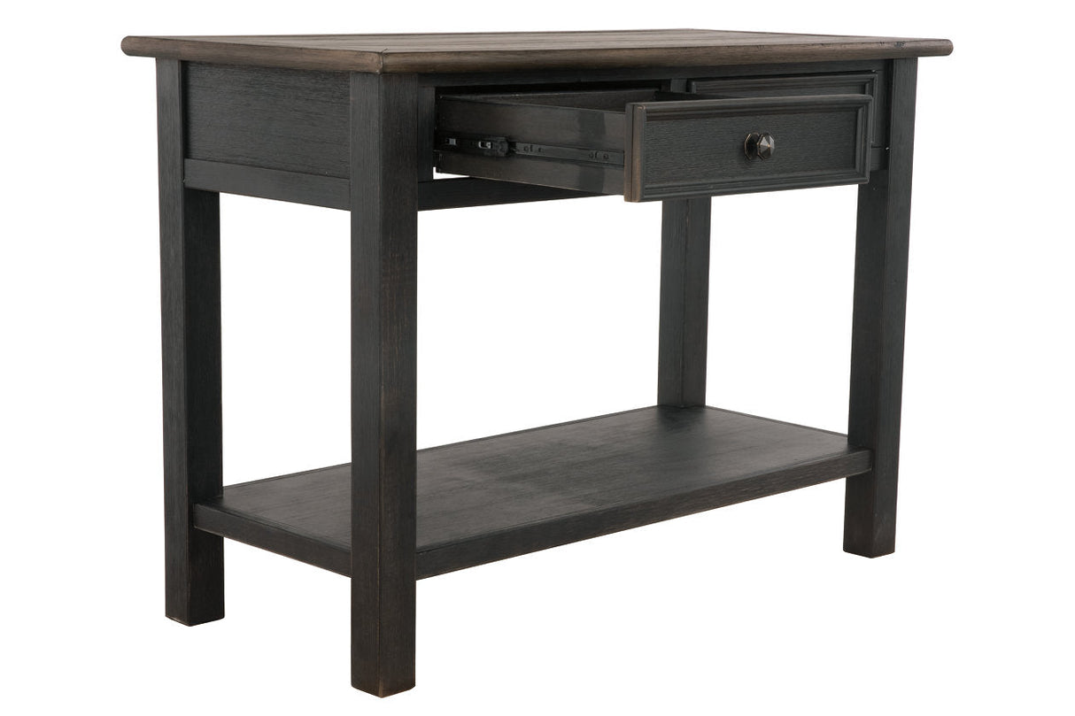 Tyler Creek Grayish Brown/Black Sofa/Console Table