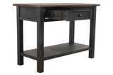 Tyler Creek Grayish Brown/Black Sofa/Console Table