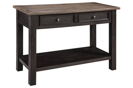 Tyler Creek Grayish Brown/Black Sofa/Console Table