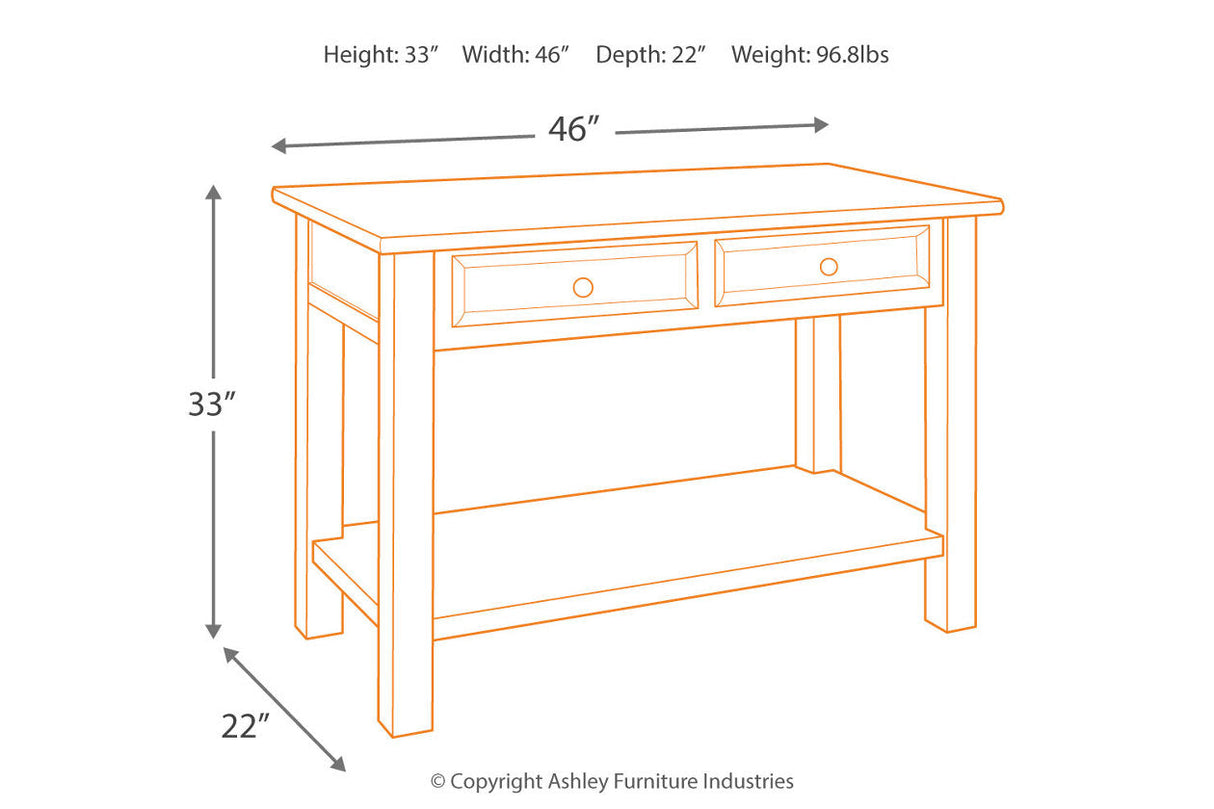 Tyler Creek Grayish Brown/Black Sofa/Console Table