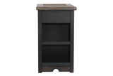 Tyler Creek Grayish Brown/Black Chairside End Table with USB Ports & Outlets