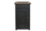 Tyler Creek Grayish Brown/Black Chairside End Table with USB Ports & Outlets