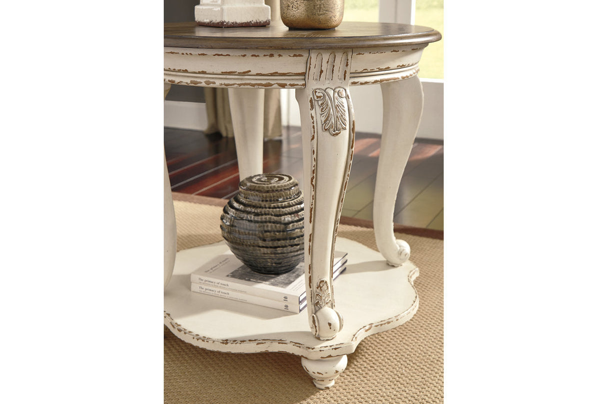 Realyn White/Brown End Table