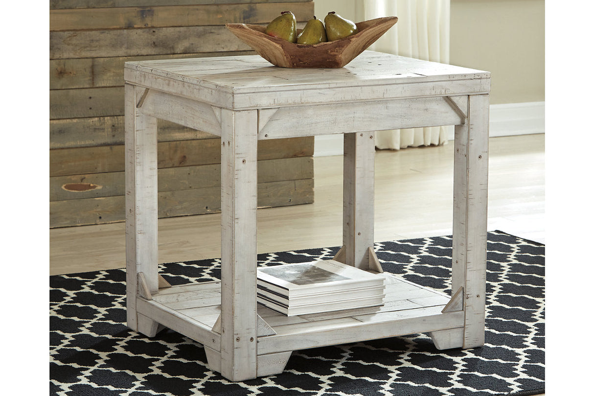 Fregine Whitewash Coffee Table and 2 End Tables