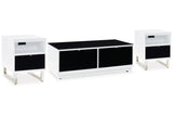 Gardoni White/Black Coffee Table and 2 Chairside End Tables