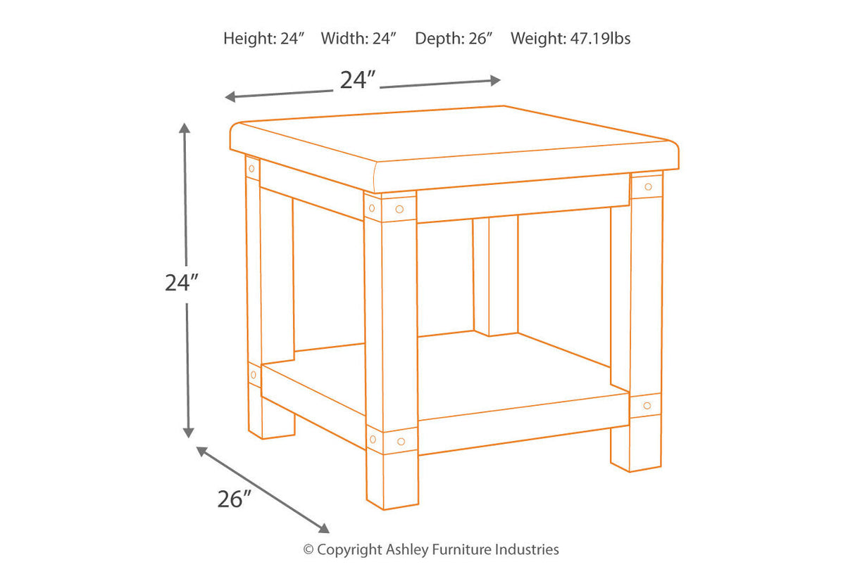 Carynhurst White Wash Gray End Table