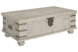 Carynhurst White Wash Gray Coffee Table with Lift Top