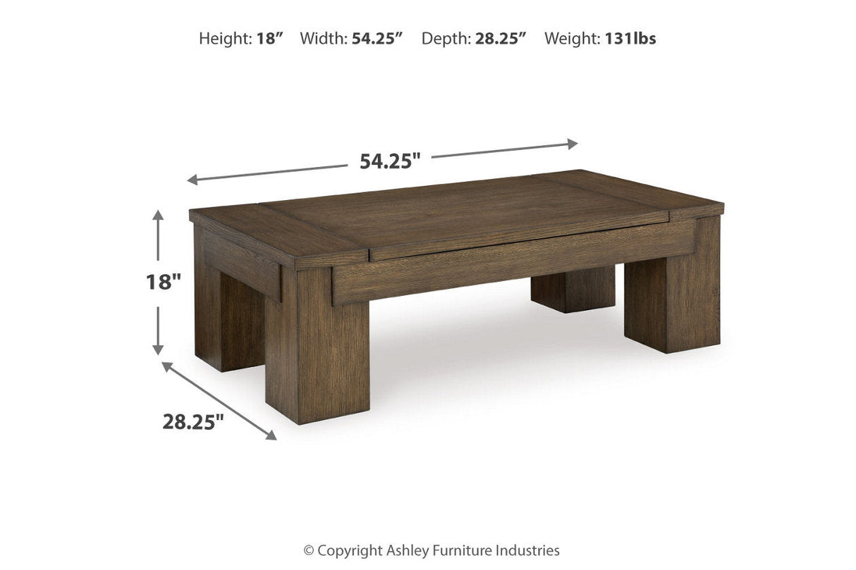 Rosswain Warm Brown Lift-top Coffee Table and 2 End Tables