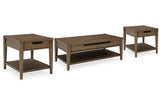 Roanhowe Brown Coffee Table and 2 End Tables