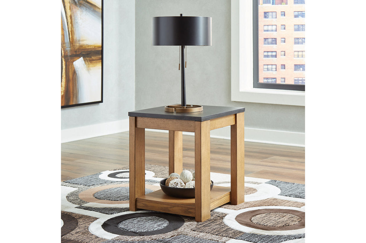 Quentina Light Brown/Black Lift-top Coffee Table and 2 End Tables