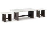 Burkhaus White/Dark Brown Coffee Table and 2 Ends