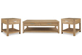 Rencott Light Brown Coffee Table and 2 End Tables