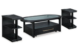 Winbardi Black Coffee Table and 2 Chairside End Tables