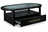 Winbardi Black Coffee Table and 2 Chairside End Tables