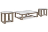 Loyaska Brown/Ivory Coffee Table and 2 End Tables