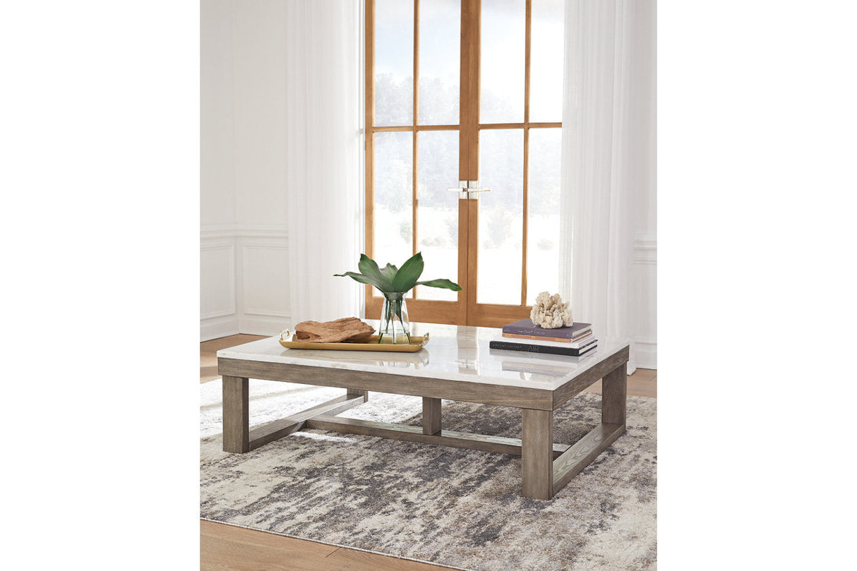 Loyaska Brown/Ivory Coffee Table and 2 End Tables