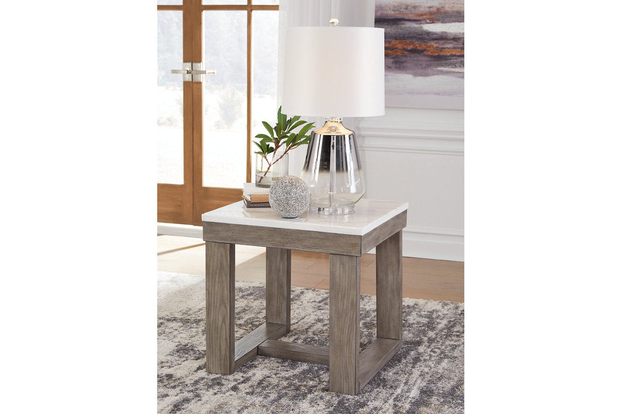 Loyaska Brown/Ivory Coffee Table and 2 End Tables