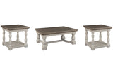 Havalance Gray/White Coffee Table and 2 End Tables