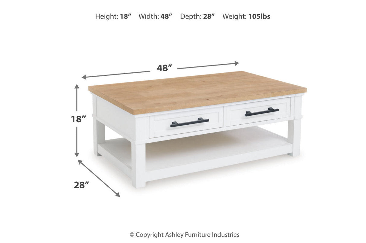 Ashbryn White/Natural Coffee Table and 2 End Tables