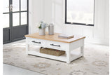 Ashbryn White/Natural Coffee Table and 2 End Tables