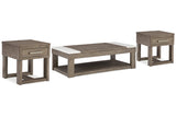 Loyaska Grayish Brown/White Lift-top Coffee Table and 2 End Tables