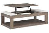 Loyaska Grayish Brown/White Lift-top Coffee Table and 2 End Tables