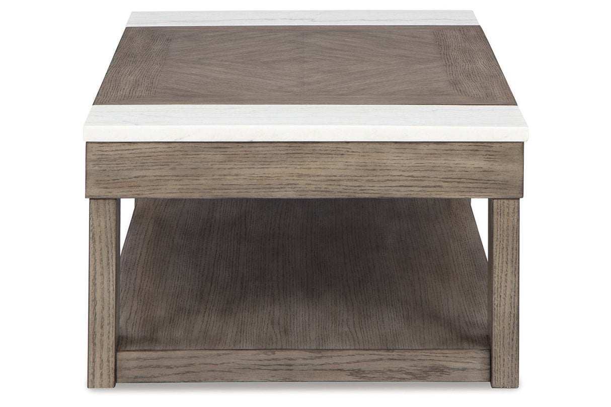 Loyaska Grayish Brown/White Lift-top Coffee Table and 2 End Tables