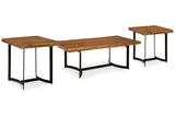 Fortmaine Brown/Black Coffee Table and 2 End Tables