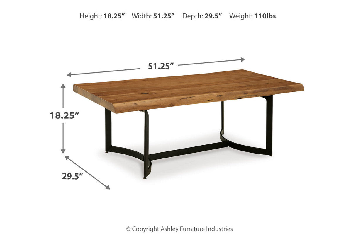 Fortmaine Brown/Black Coffee Table and 2 End Tables