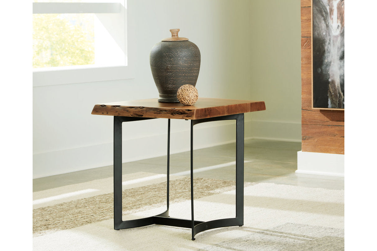 Fortmaine Brown/Black Coffee Table and 2 End Tables