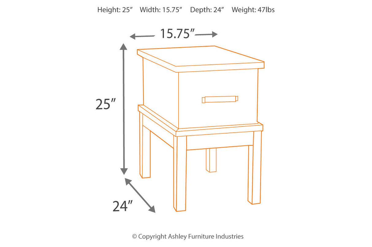 Stanah Two-tone Chairside End Table with USB Ports & Outlets