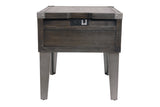 Todoe Dark Gray End Table with USB Ports & Outlets