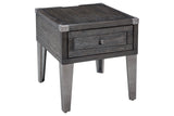 Todoe Dark Gray End Table with USB Ports & Outlets