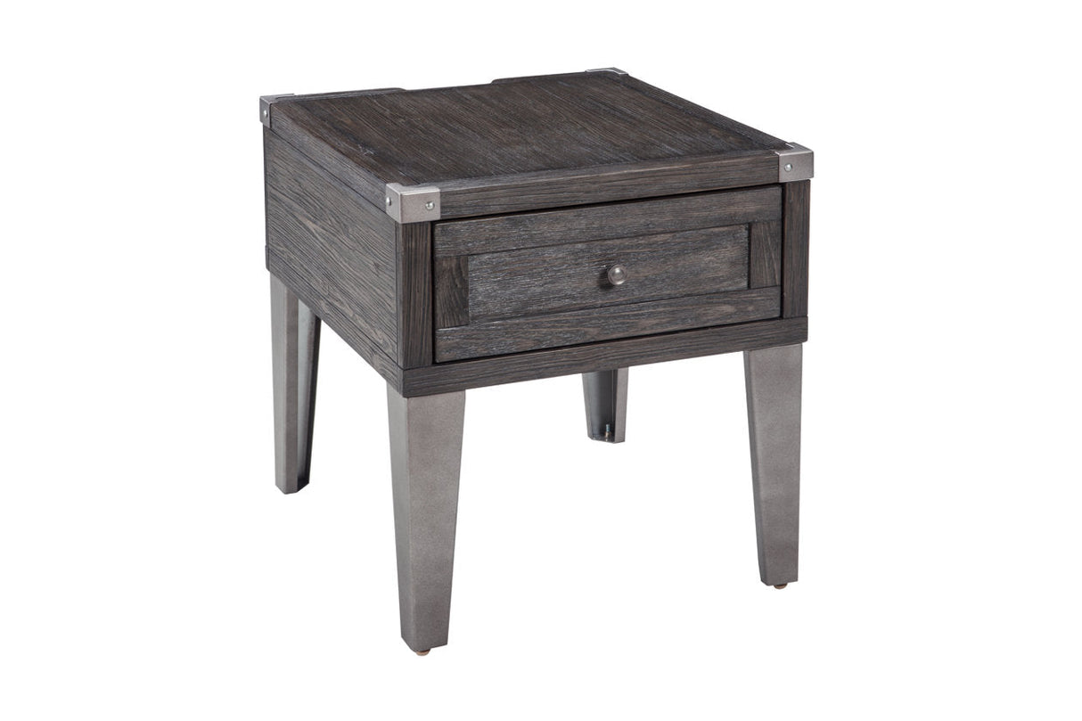 Todoe Dark Gray End Table with USB Ports & Outlets