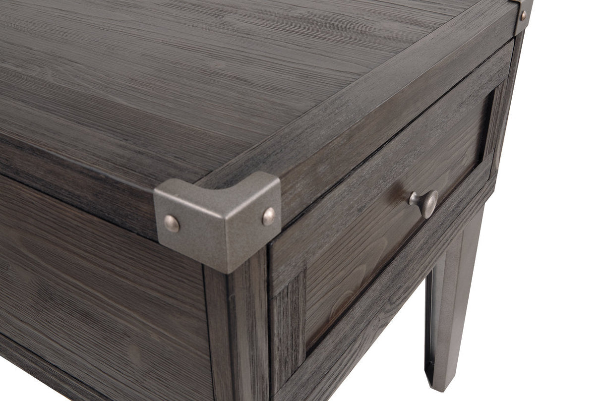 Todoe Dark Gray End Table with USB Ports & Outlets