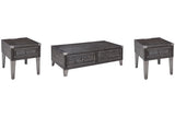 Todoe Dark Gray Coffee Table and 2 End Tables