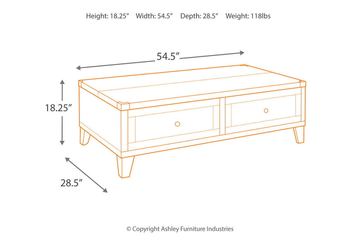 Todoe Dark Gray Coffee Table with Lift Top