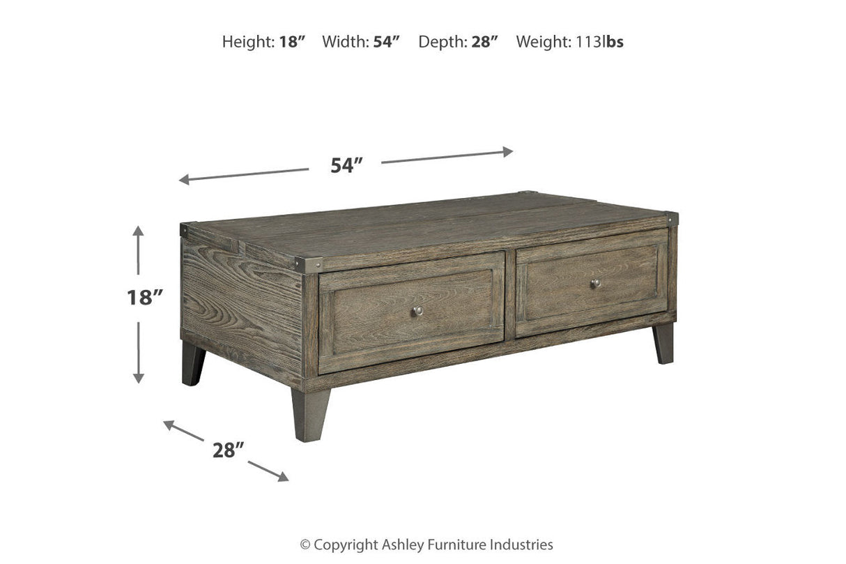 Chazney Rustic Brown Lift-top Coffee Table and 2 End Tables