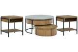 Fridley Brown/Black Coffee Table and 2 End Tables